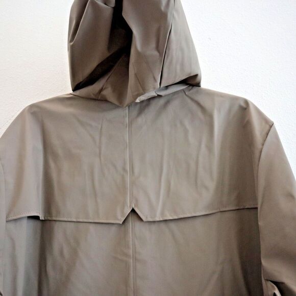 RAINS 12020 Unisex Sz XL Taupe Long Waterproof Jacket - Picture 7 of 8